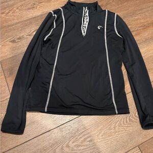 Black Long Sleeve Athletic Top with White Accents